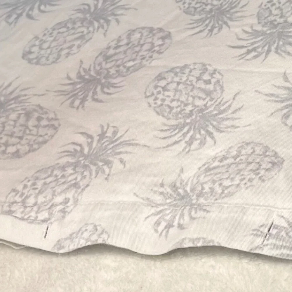 Tommy Bahama Home Pineapple Shower Curtain Gray White Tropical Cotton 70x66.5